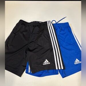 Adidas Kid’s Soccer Training Shorts, Black and Blue Duo
